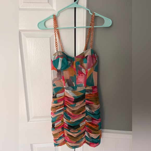 Zara MULTICOLOR CHAIN STRAP PRINT DRESS - Picture 2 of 3